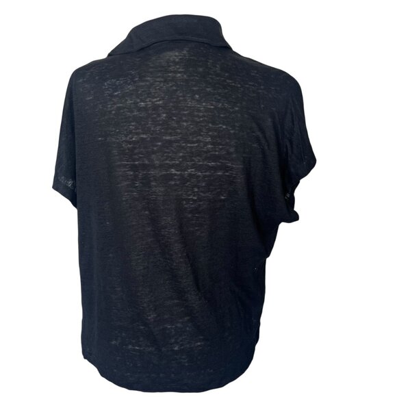 Banana Republic 100% Linen Collared Tee Black Color Size Large - Picture 4 of 11